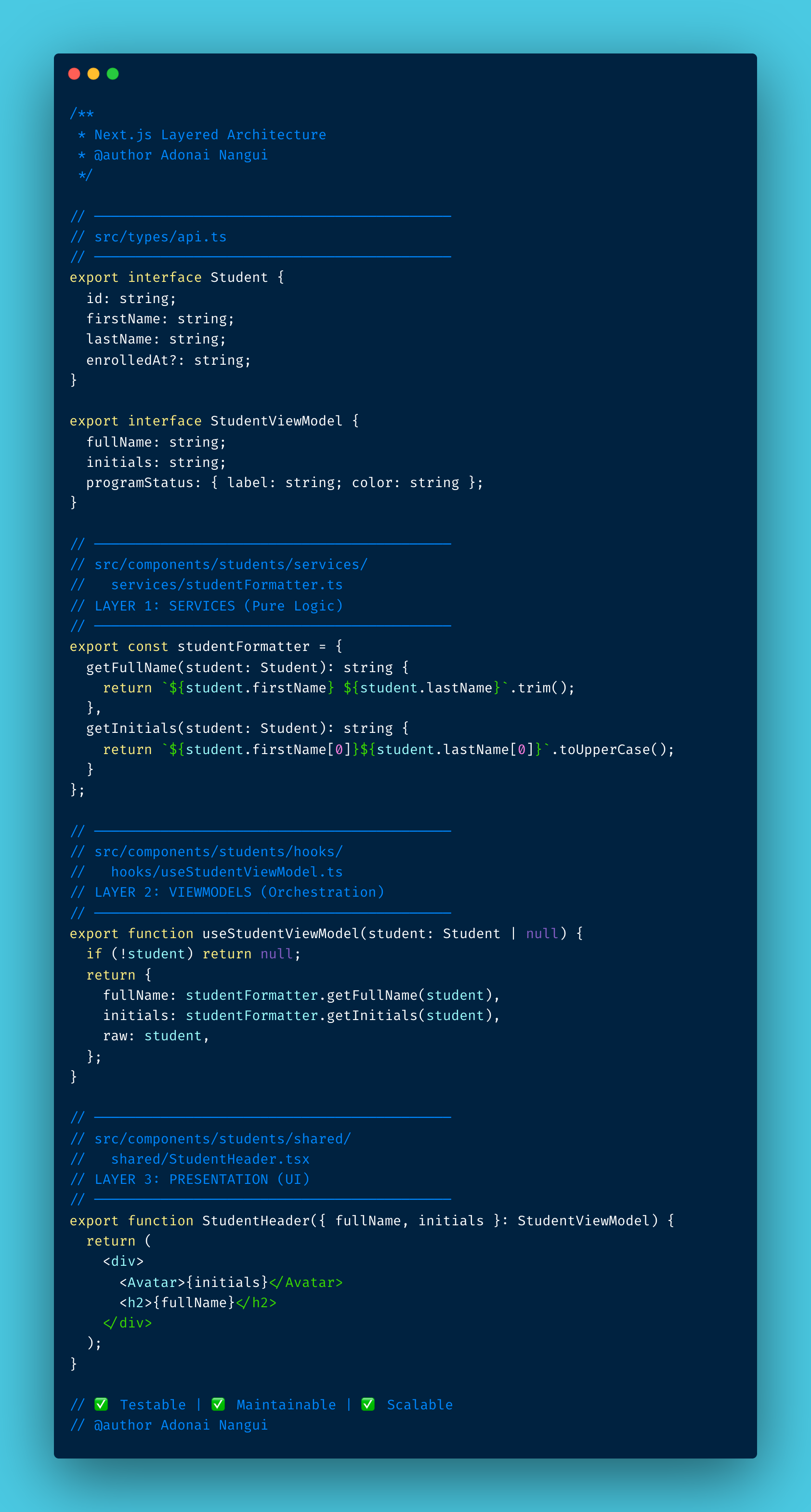 Architecture Next.js : Une approche par couches pour des composants testables