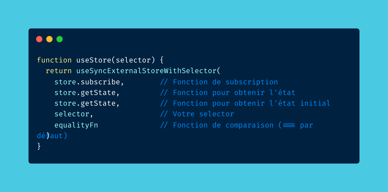 Code interne de useSyncExternalStoreWithSelector